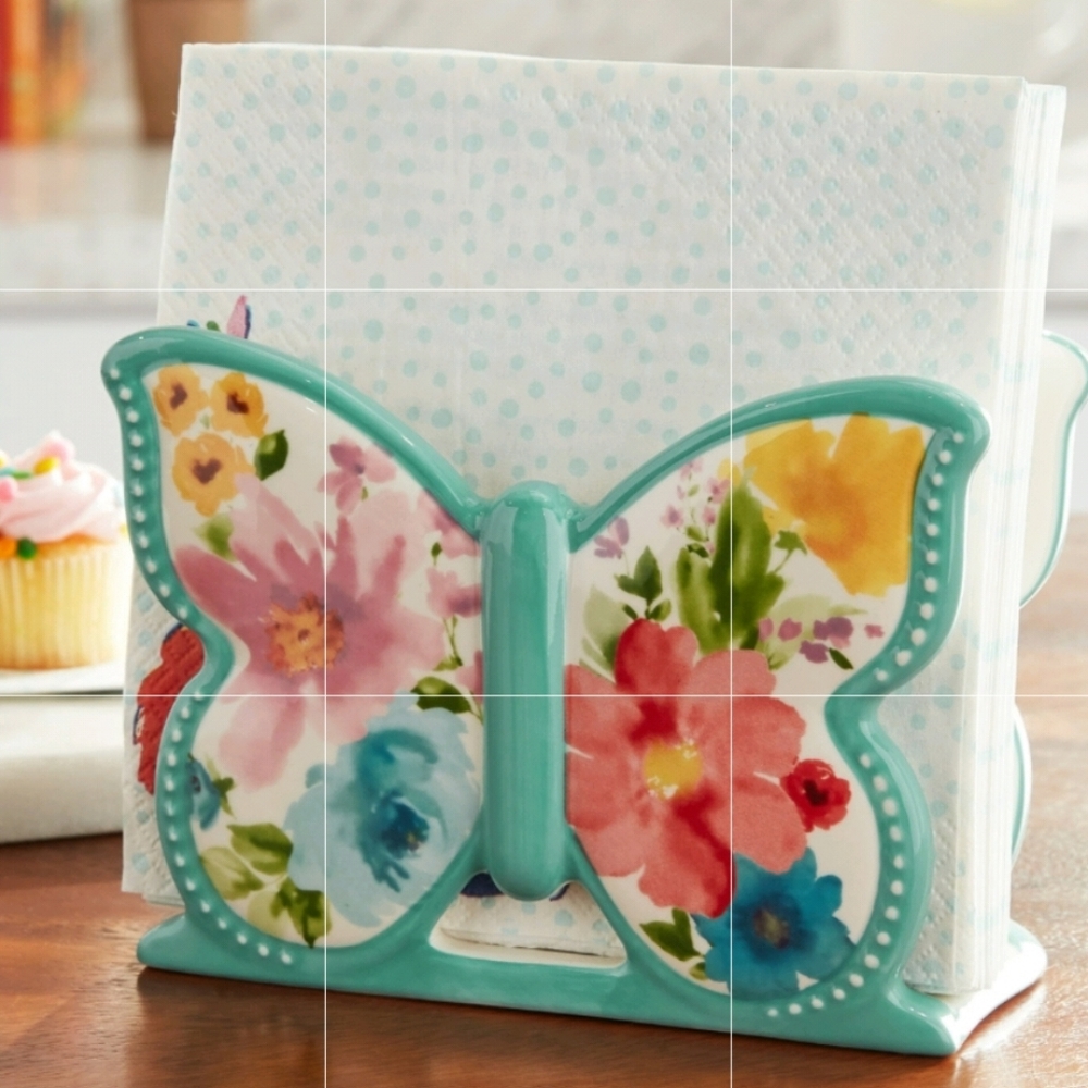 New Pioneer Woman Breezy Blossom Butterfly Napkin Holder - Picture 5 of 5